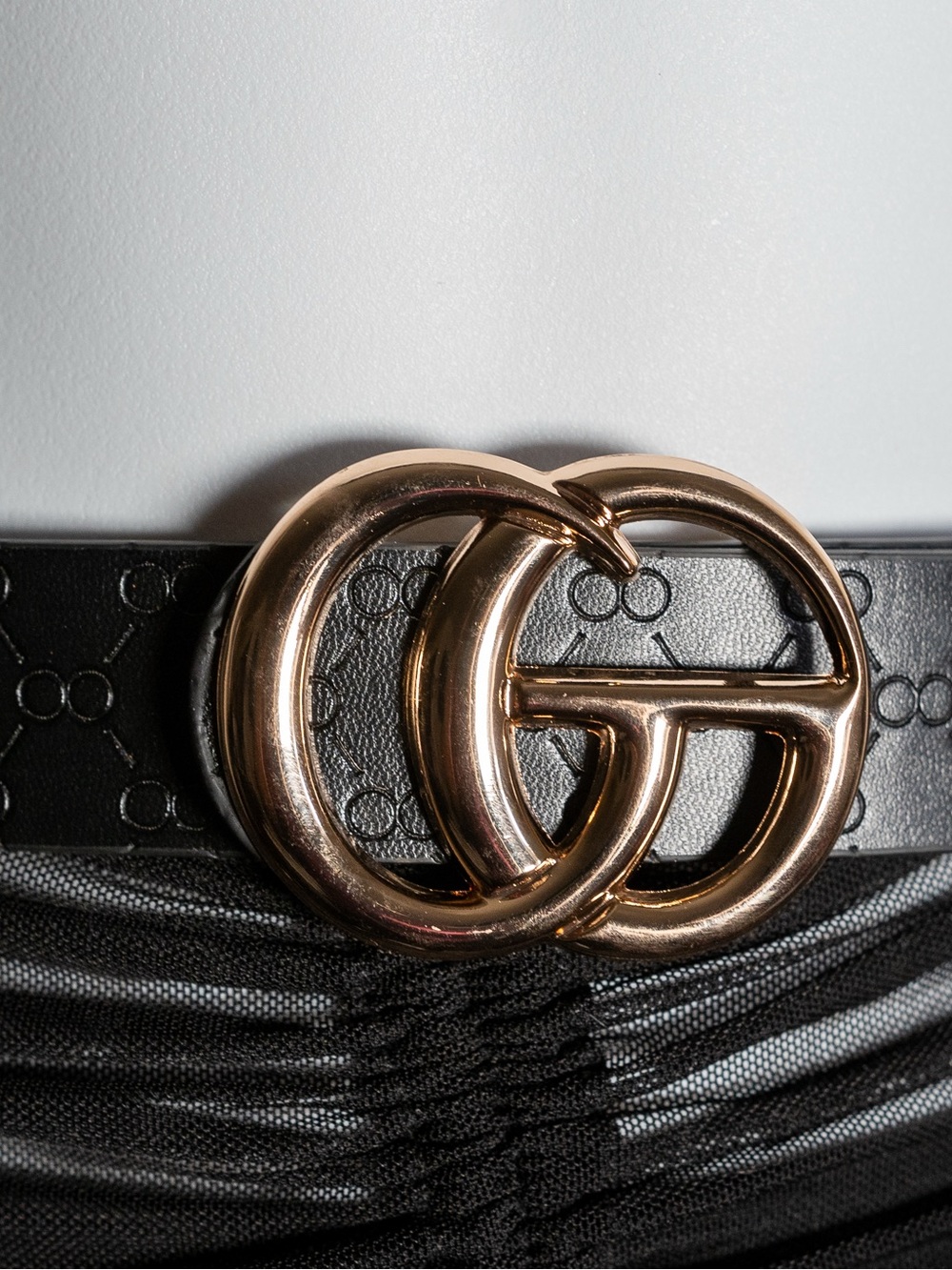Designer- Inspired Leather Belt in Gold Hardware (Medium Width Belt)